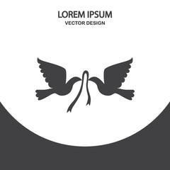 Wedding pigeons icon on the background