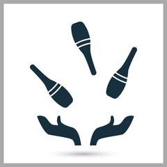 Juggling pins icon on the background