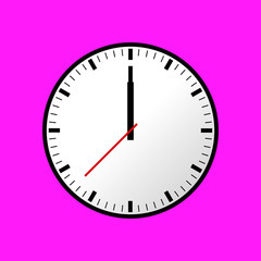 Clock icon, Vector illustration, flat design. Easy to use and edit. EPS10. Pink background.