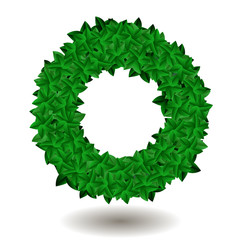 Green Leaves Round Isolated on White Background