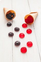 candies in ice cream cone