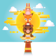 Vector Illustration of Cute Animal Totem, Gradient Color geometry graphic