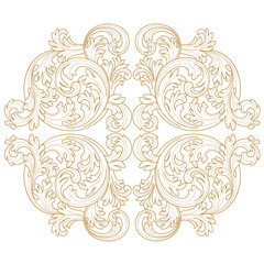 Golden vintage frame scroll ornament engraving border floral retro pattern antique style acanthus foliage swirl decorative design element filigree calligraphy vector | damask - stock vector