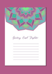 Mandala vintage template card