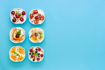  Six yogurts and empty space.