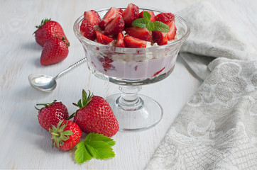 Dessert with fresh strawberries