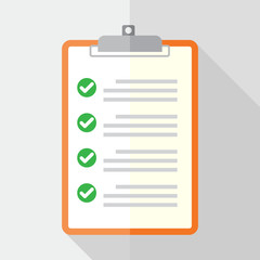 clipboard with check list, plan, audit. flat design