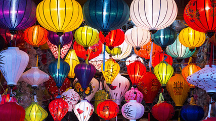 Traditional silk lanterns in Hoi An Ancient Town, Vietnam.