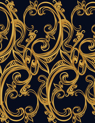 Baroque seamless pattern on a dark background.