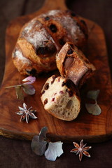 Homemade raisin bread with spice