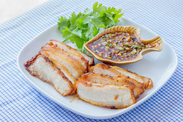 Charcoal-boiled pork neck,thaifood