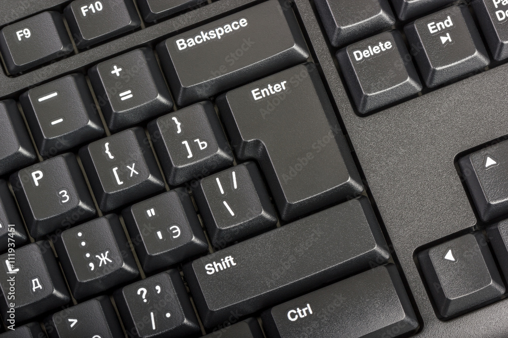 Aufkleber electronic collection - black computer keyboard with key enter