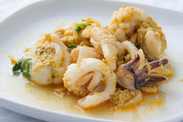Thai Food ,Stir Fried Squid with Curry