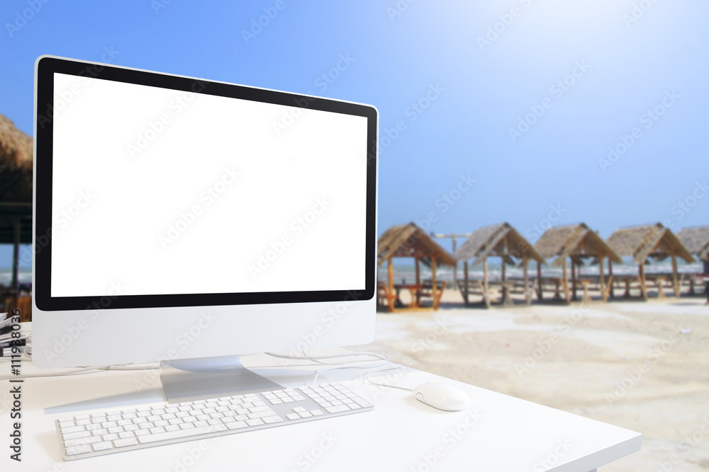 Poster mock up of generic design computer screen
