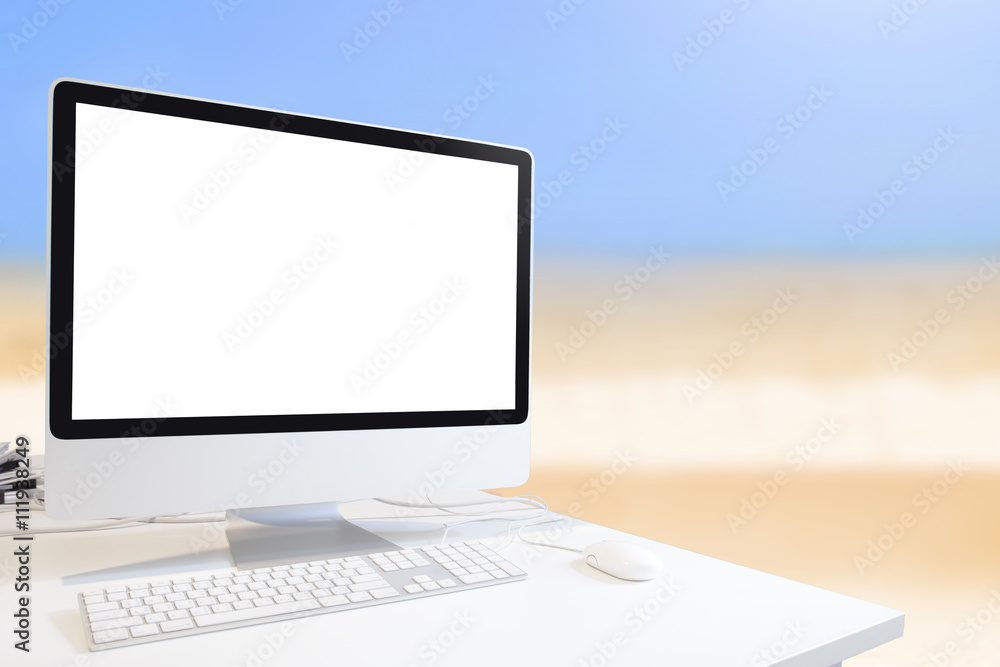 Poster mock up of generic design computer screen
