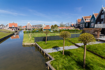 Fototapeta na wymiar Panoramic shot of village Marken in Netherlands