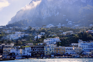 The isle of Capri in the Bay of Naples Italy