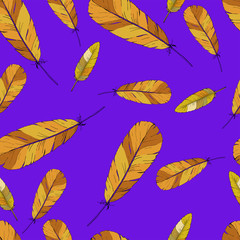 Multicolor seamless pattern with abstract feathers. Hand drawn vector illustration.