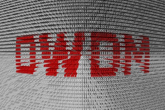 DWDM in the form of binary code, 3D illustration