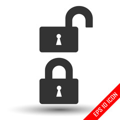 Lock icon. Flat logo of unlocked and locked lock. Lock EPS. Vector illustration.