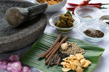 Balinese traditional spices and a grindstone