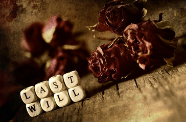 splotchy retro effect on photo concept last will and testament