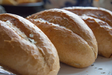 freshly baked white bread French