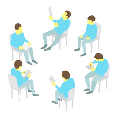 Fototapeta premium Group of business. Five people team meeting conference
