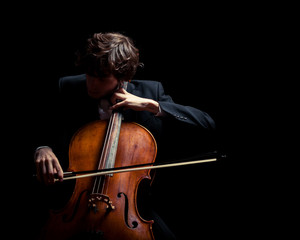 musician playing the cello - obrazy, fototapety, plakaty