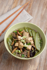 Shiitake, soba, and tofu soup