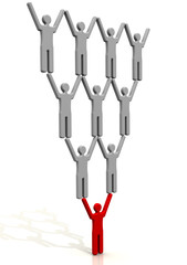 The worker and his heads. Concept