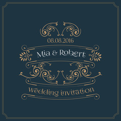 wedding invitation card with floral ornaments