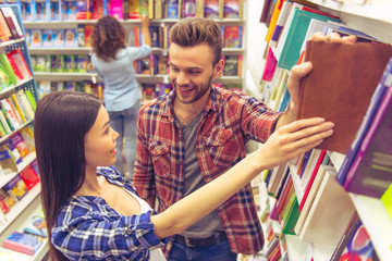 Young people at the book shop