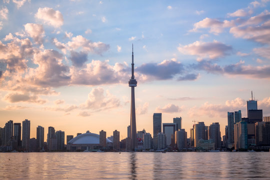 View of Toronto Canada Cityscape during sunset