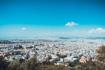 Fototapeta premium Aerial view over the rooftops of Athens, Greece