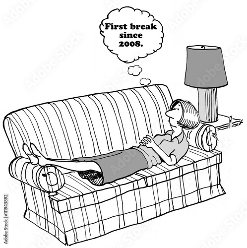 “Cartoon about an exhausted Mom.” Stock photo and royalty-free images