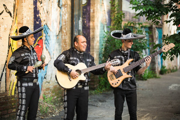 Mexican musicians on the streets. Latin American musicians. Spanish musicians.