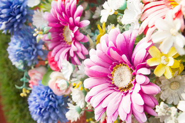 Group of colorful beautiful artificial flower