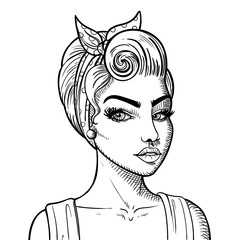 Vector Illustration of a Hand Drawn Woman