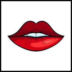 Vector Illustration of Red Pop Art Lips