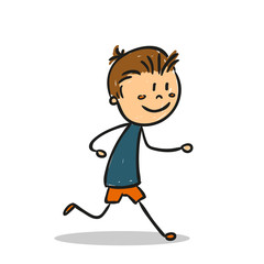 Vector Illustration of a Hand Drawn Happy Little Child Doodle