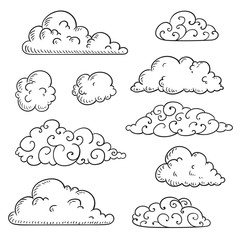 Vector Illustration of Abstract Hand Drawn Doodle Clouds - 111944465