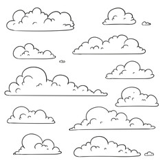 Vector Illustration of Abstract Hand Drawn Doodle Clouds