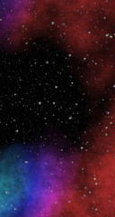 New panoramic looking into deep space. Secrets and mysteries of the universe. Dark night sky full of stars. The nebula in outer space.
