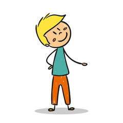 Vector Illustration of a Hand Drawn Happy Little Child Doodle