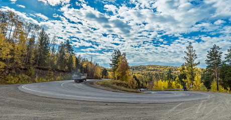 dangerous turn on the highway Irkutsk - Kultuk