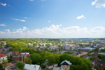 Panorama of Kaunas from the roof of the Cathedral, Lithuania - obrazy, fototapety, plakaty
