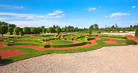 Fototapeta na wymiar Traditional french garden. Rundale palace , Latvia