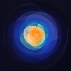 abstract modern artistic rounded floral shapes background - dark blue with orange middle