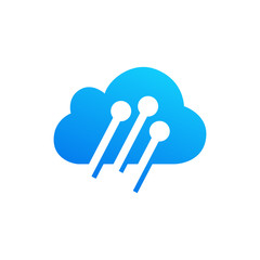 Cloud computing and storage vector logo. Technology design template. Cloud computing logo. Cloud technologies logo. Cloud logo. Best cloud technologies logo. Cloud line art logo.